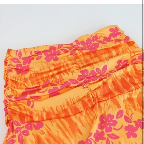Floral Ruched Ruffle Mini Skirt - Picture 3 of 6